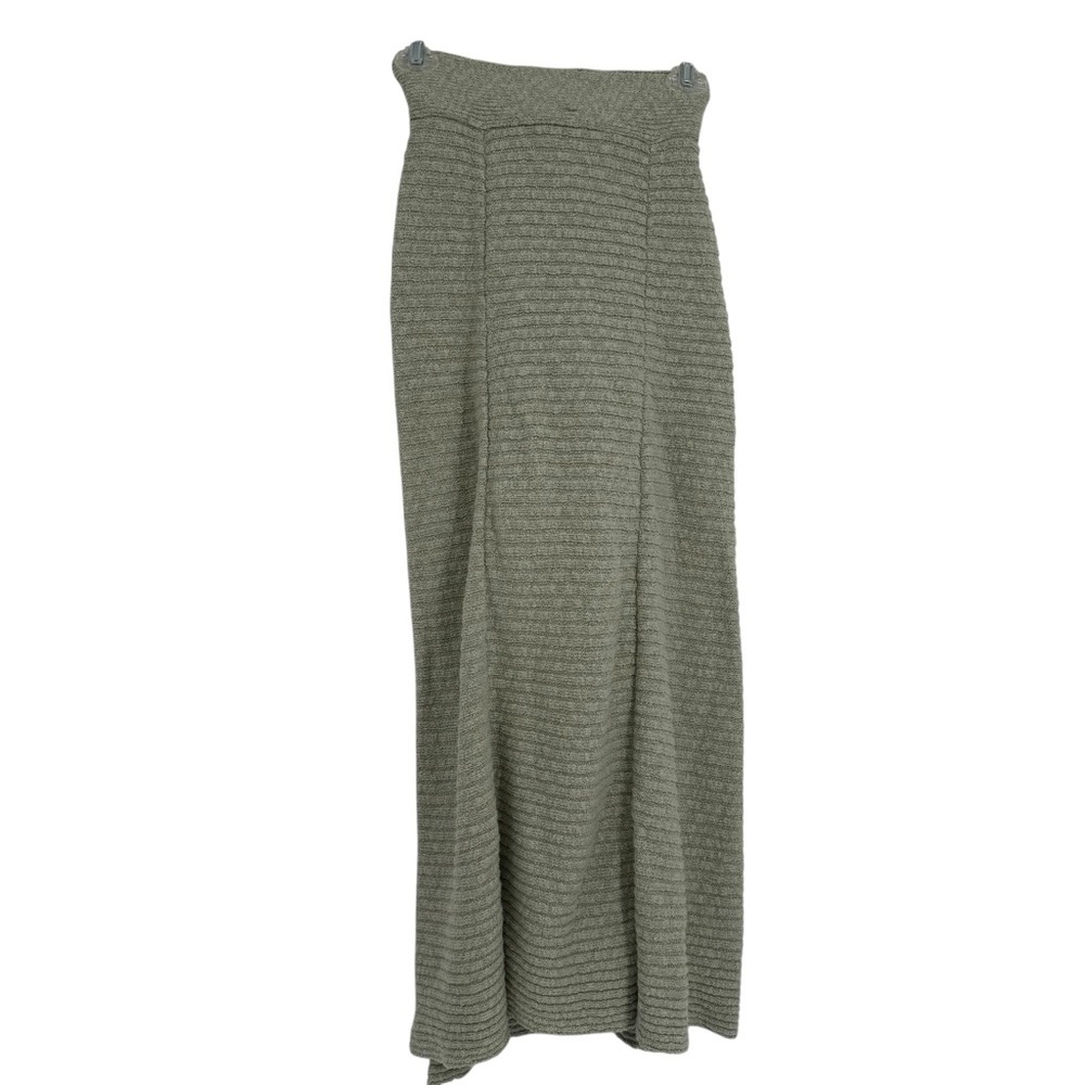 Free People Claudia Green Knit Belted Blanket Skirt Size XS Slit Rib-Knit Maxi - Picture 5 of 11